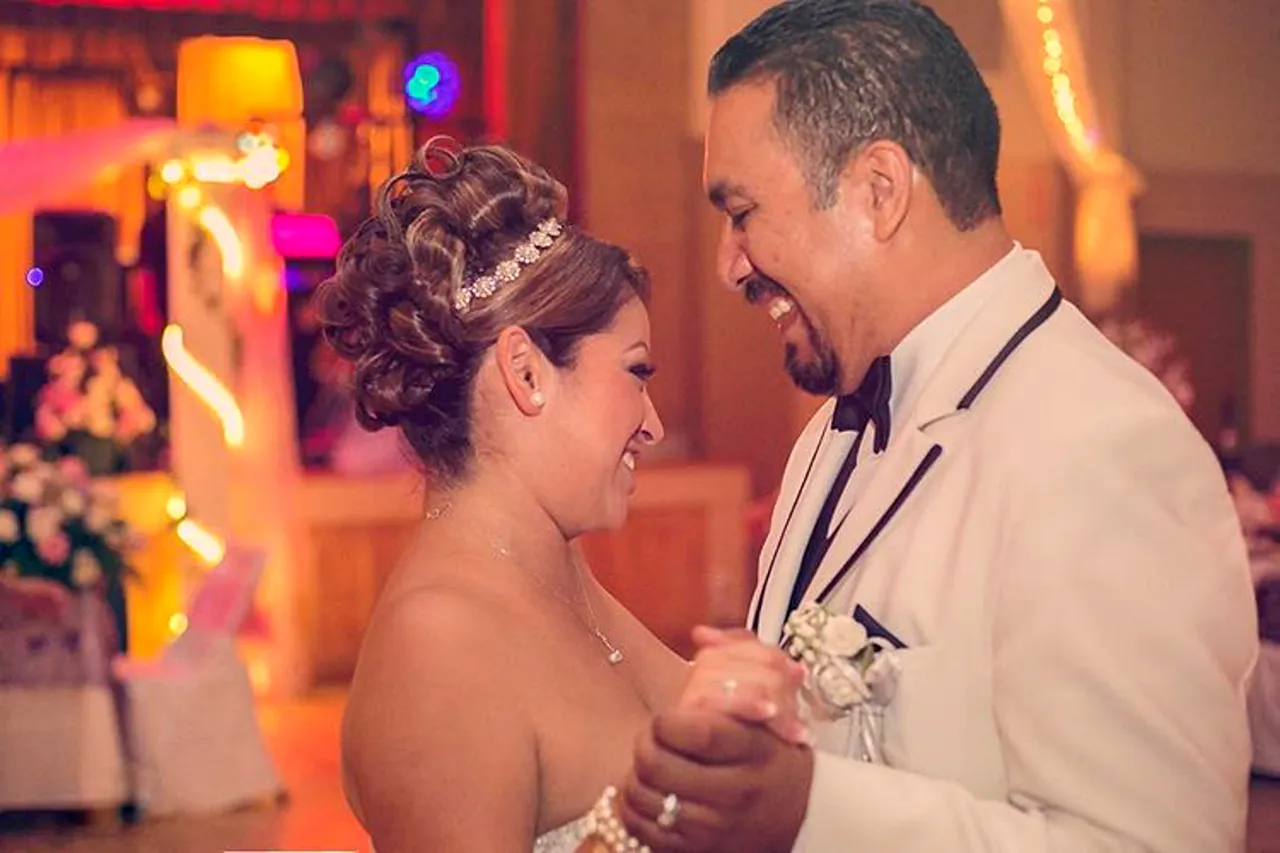 Couple's first dance at their wedding reception